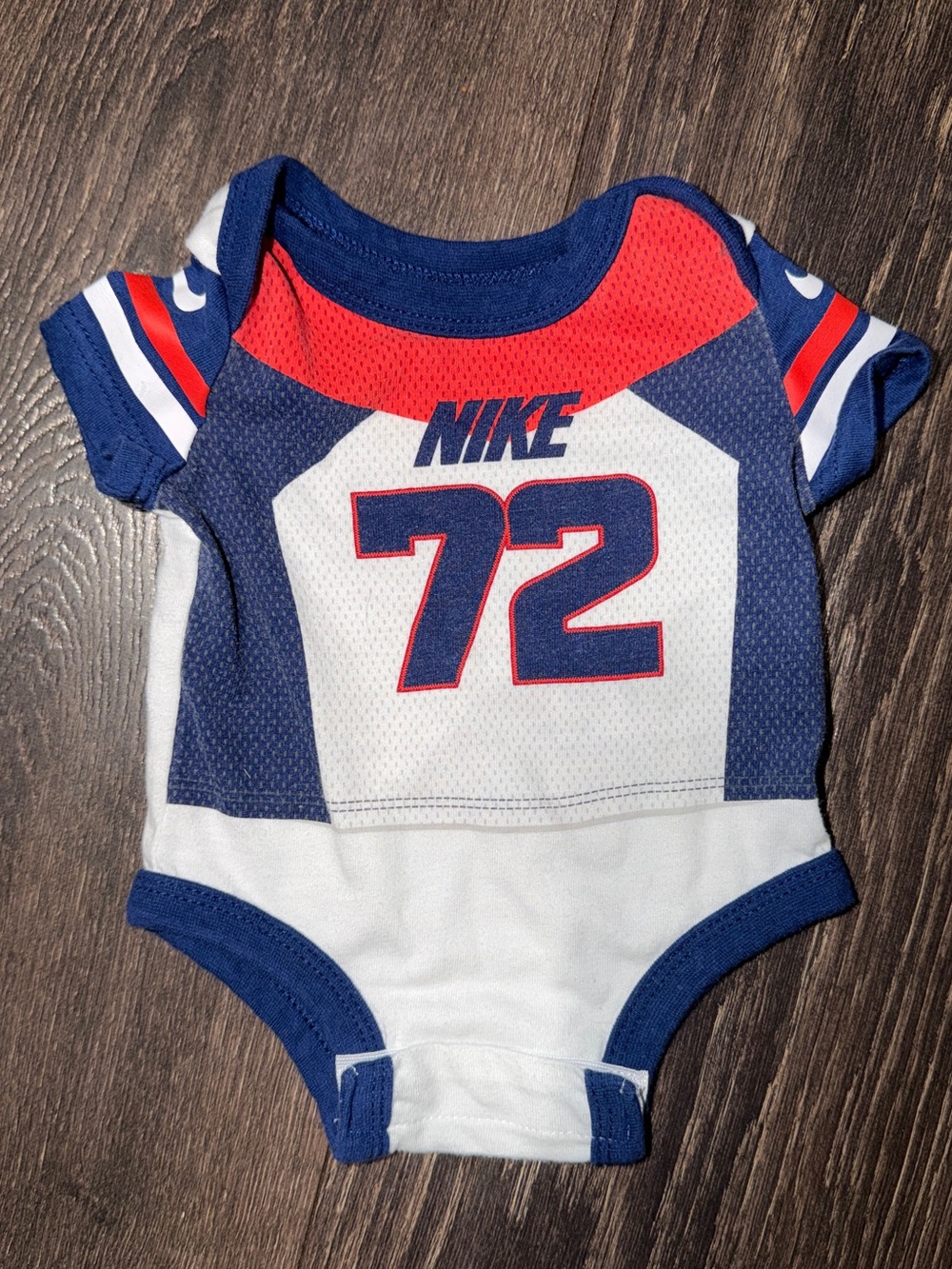 Nike Football Style Baby Bodysuit Newborn 0-3 Months Blue Red White